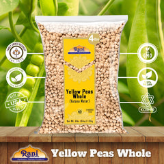 Bowl of cooked Rani yellow peas dal showing creamy texture and serving suggestion