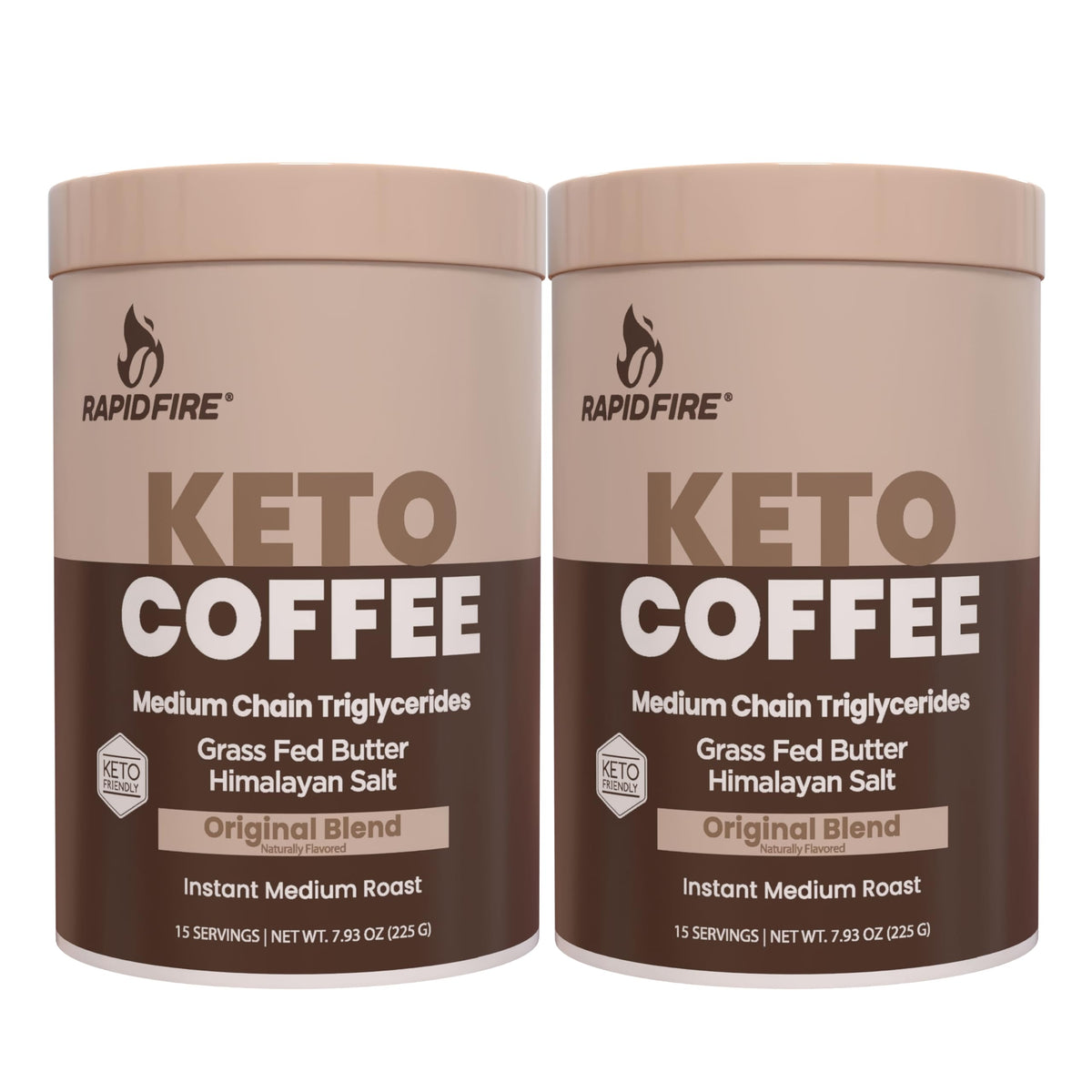 Rapid Fire front packaging showing two canisters and month supply benefit