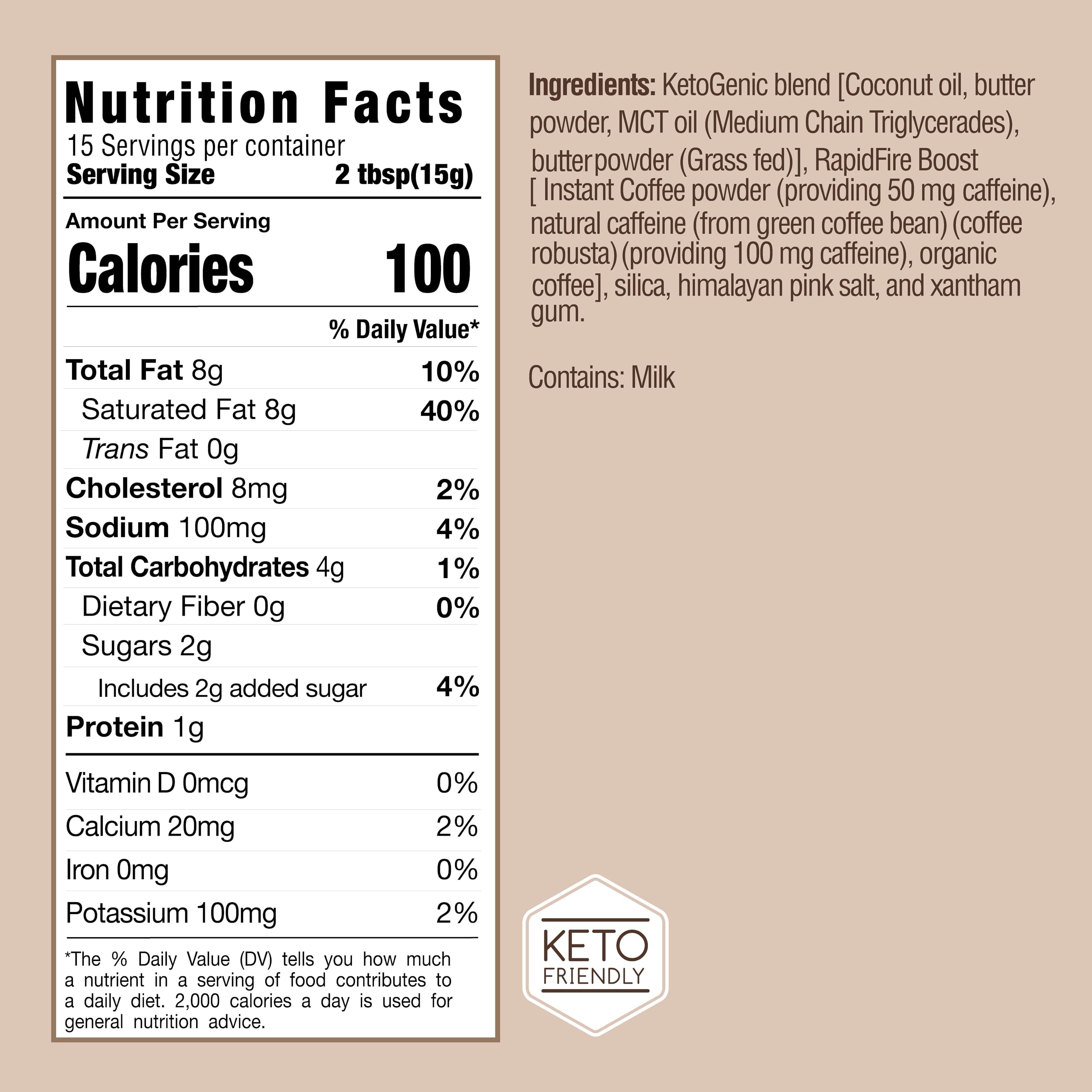 Rapid Fire open canister top view revealing instant keto coffee powder