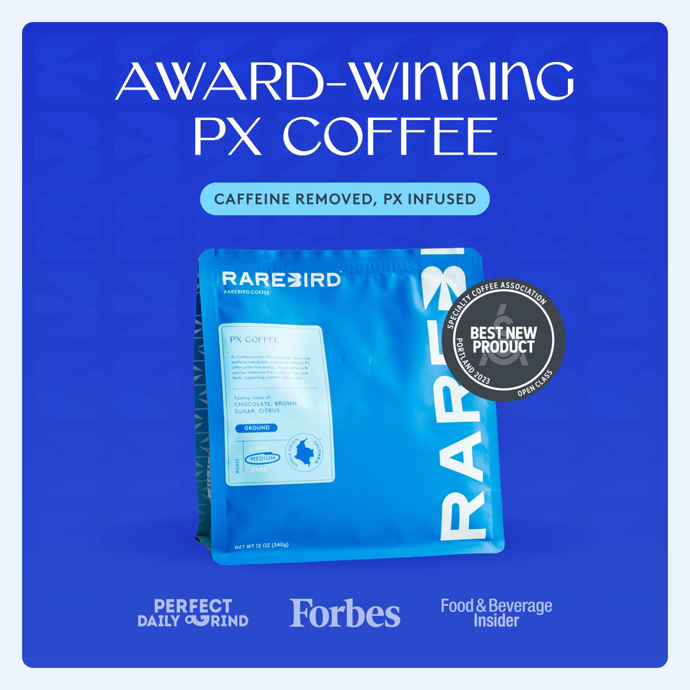 Rarebird brewed cup top view illustrating smooth, low-acid taste