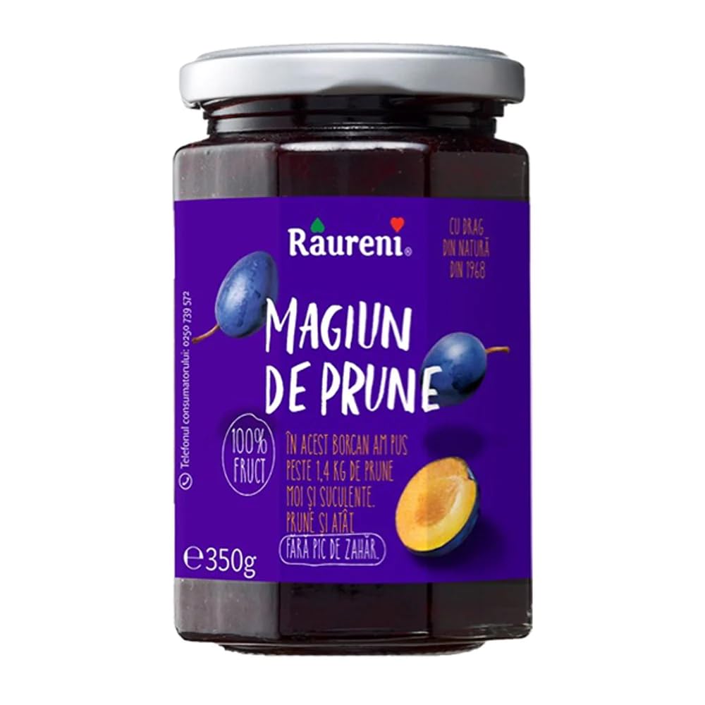 Raureni jar front packaging showing label and natural plum flavor benefit