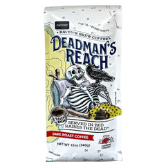 Raven's Brew front pack showing Deadman's Reach bold branding and freshness benefit