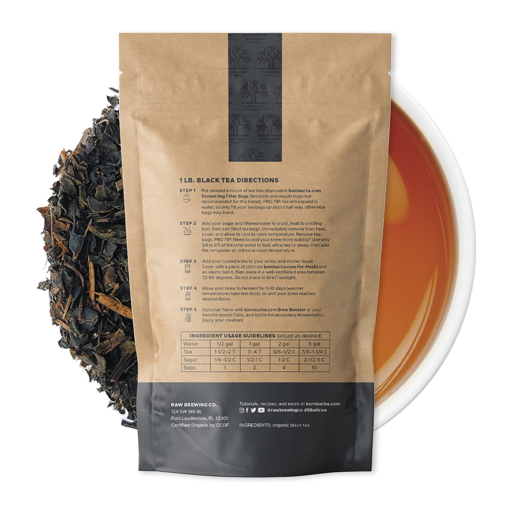 Raw Brewing Company loose black tea leaves closeup highlighting rich texture and nutrition