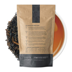 Raw Brewing Company loose black tea leaves closeup highlighting rich texture and nutrition