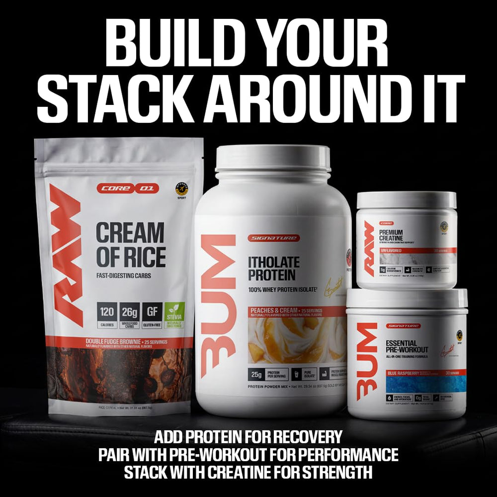 RAW lifestyle scene by gym bag showing quick pre-workout prep and on-the-go use