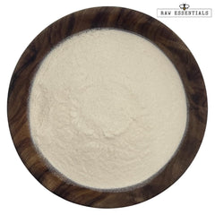 Raw Essentials powder texture close-up illustrating fine granules and quick dissolving