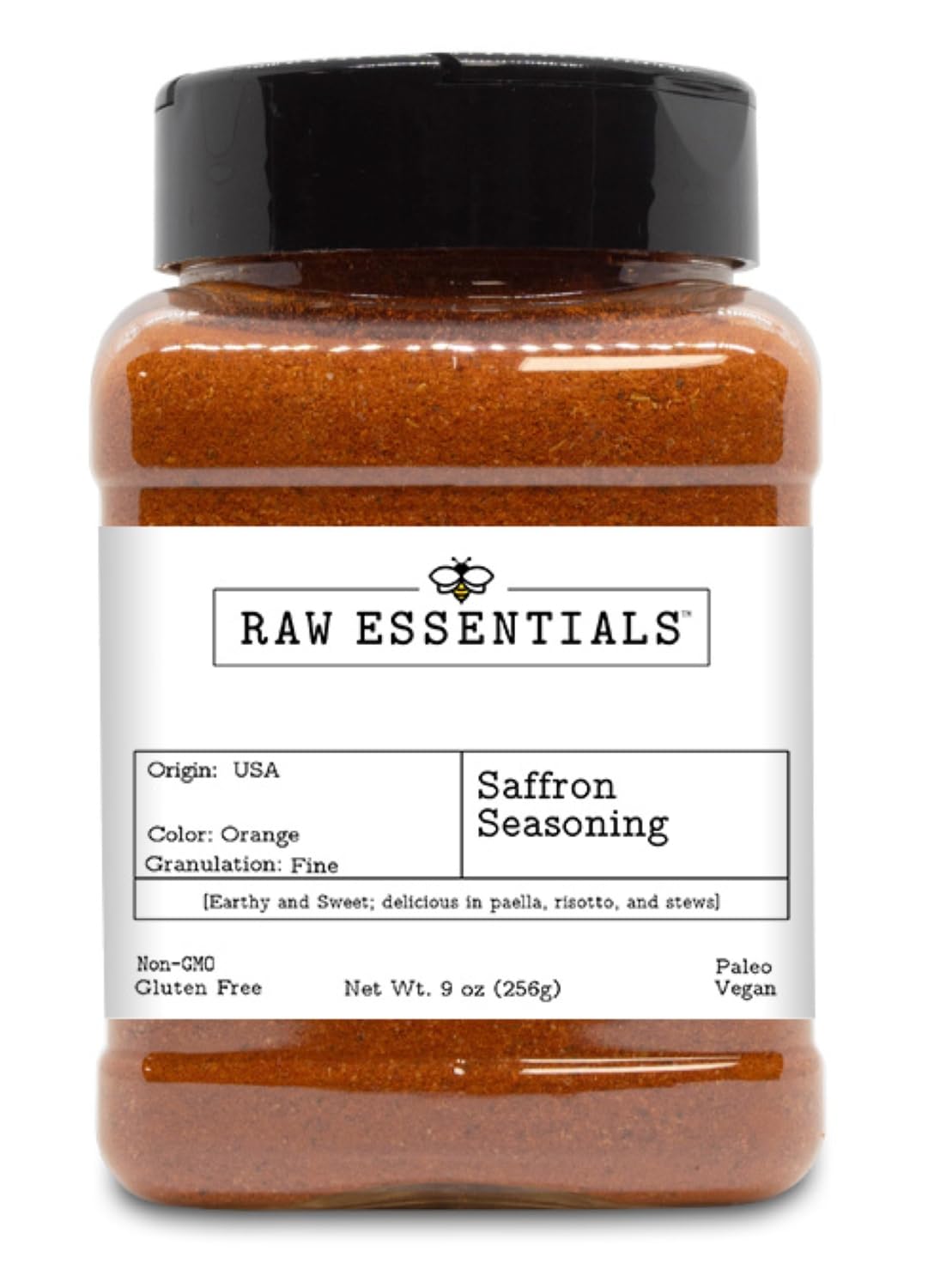 Raw Essentials front bottle view showing label and 9 ounce size benefit