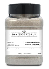 Raw Essentials front bottle view showing shaker and branded label, convenient seasoning