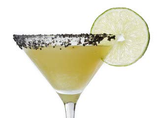Raw Garden black lava salt rimming cocktail for dramatic presentation