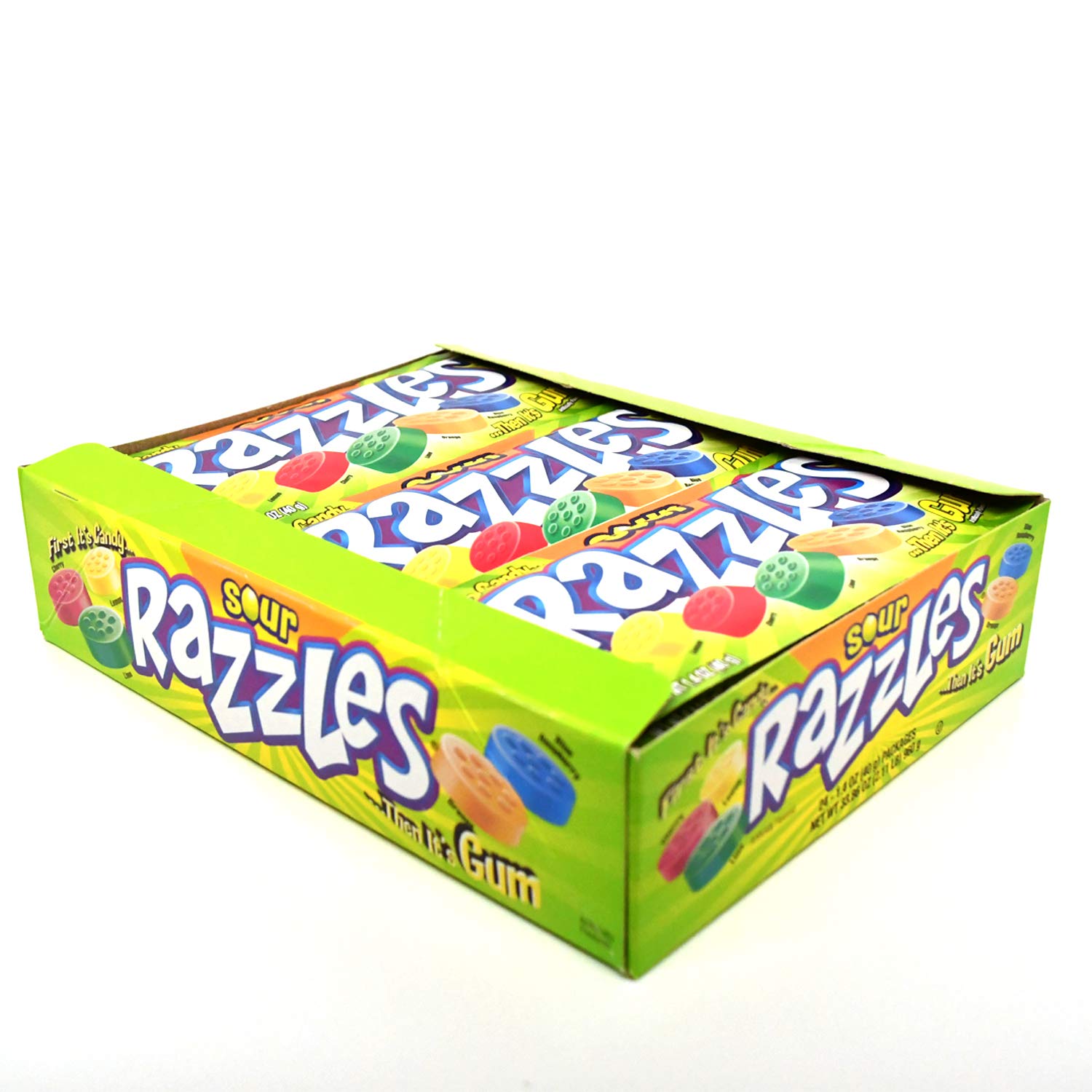 Razzles front box showing 24 bags and brand for easy stocking benefit