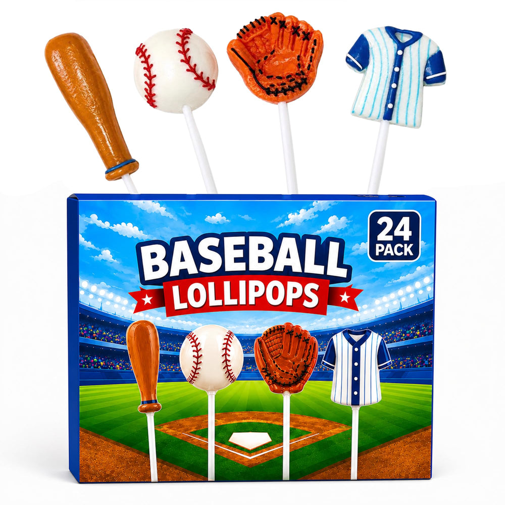 RBBZ Party front packaging showing 24 baseball lollipops for easy party distribution