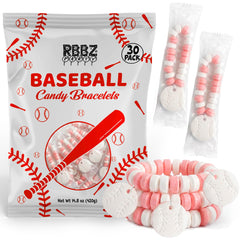 RBBZ Party front pack view showing 30 baseball candy bracelets, easy grab-and-go favors