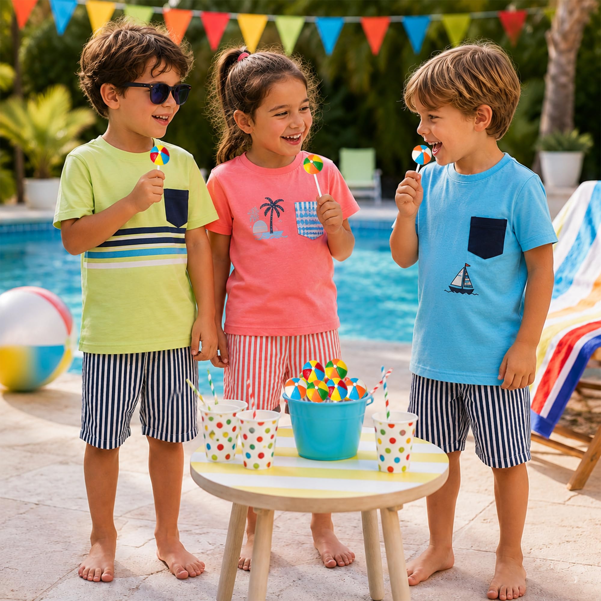 RBBZ Party beach ball lollipops on a candy buffet showing attractive presentation and variety