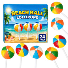 RBBZ Party front view of beach ball lollipop showing vibrant colors and playful design benefit