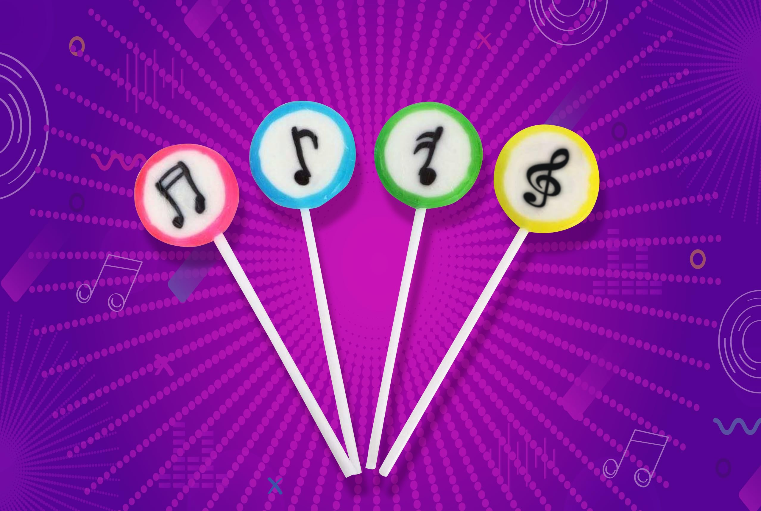 RBBZ Party lollipops styled on a candy buffet adding thematic color