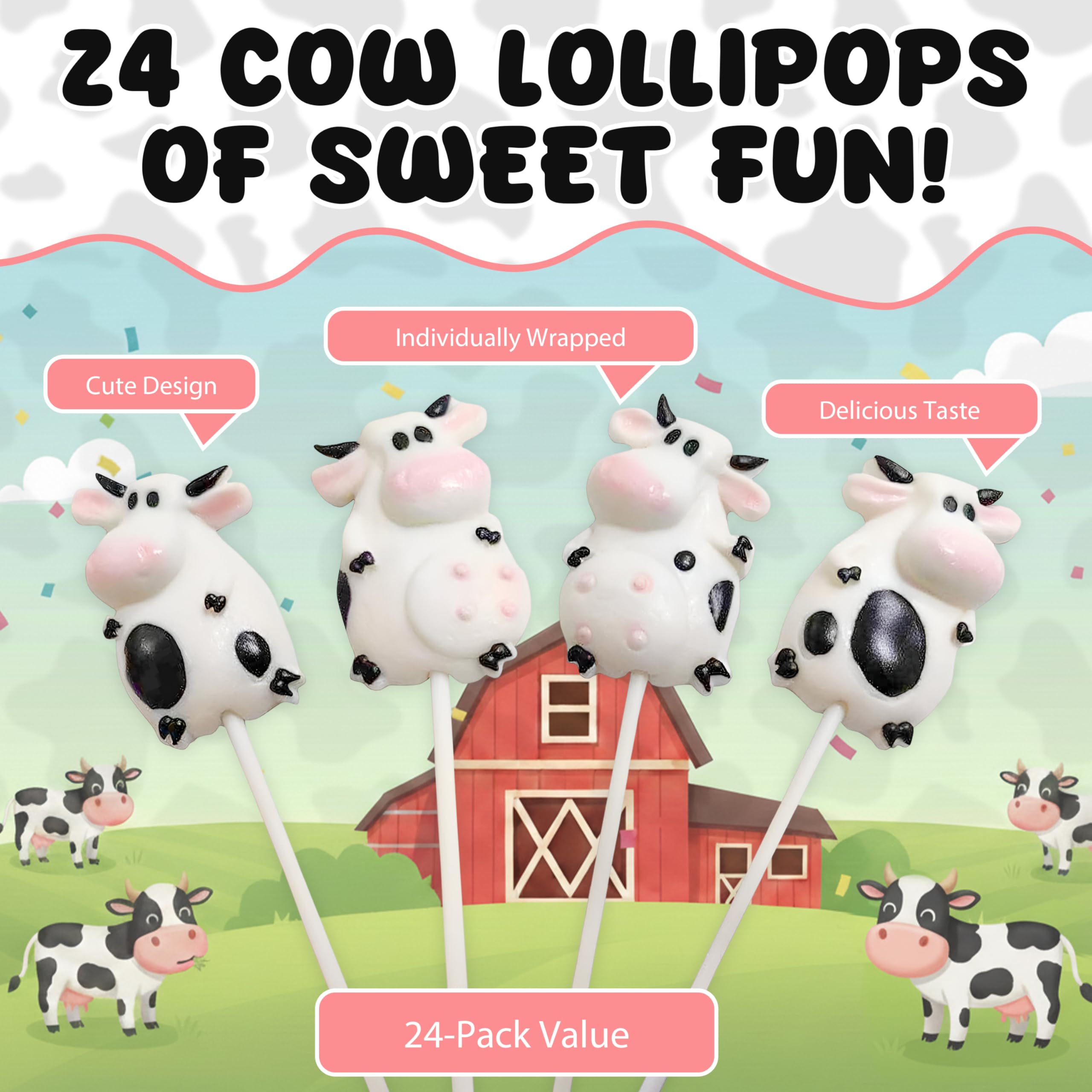RBBZ Party cow lollipop tucked into a goodie bag for effortless favor packing