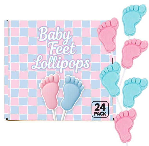 RBBZ Party front packaging showing 24 wrapped baby feet lollipops, easy party favors