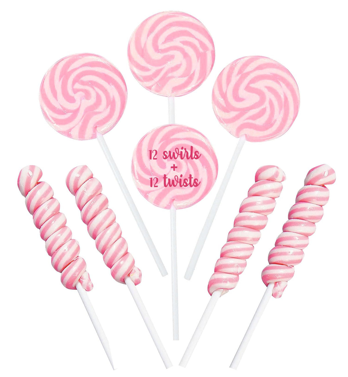 rbbz party front packaging showing 24 individually wrapped pink lollipops ideal for events