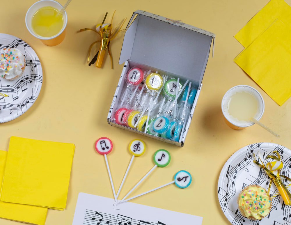 RBBZ Party lollipops in a classroom setting for quick distribution