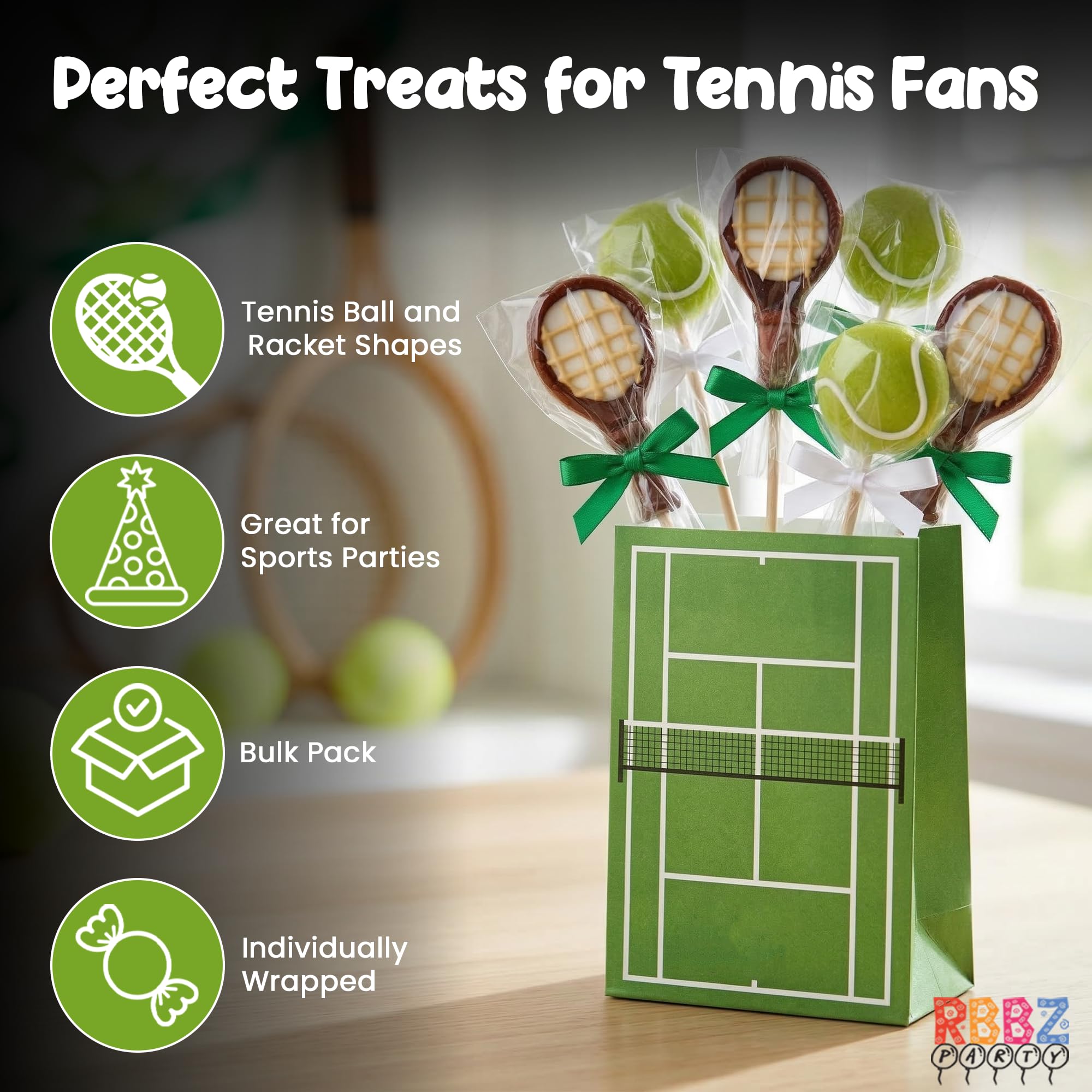 RBBZ Party lollipops placed in goodie bag illustrating simple fill-and-go convenience