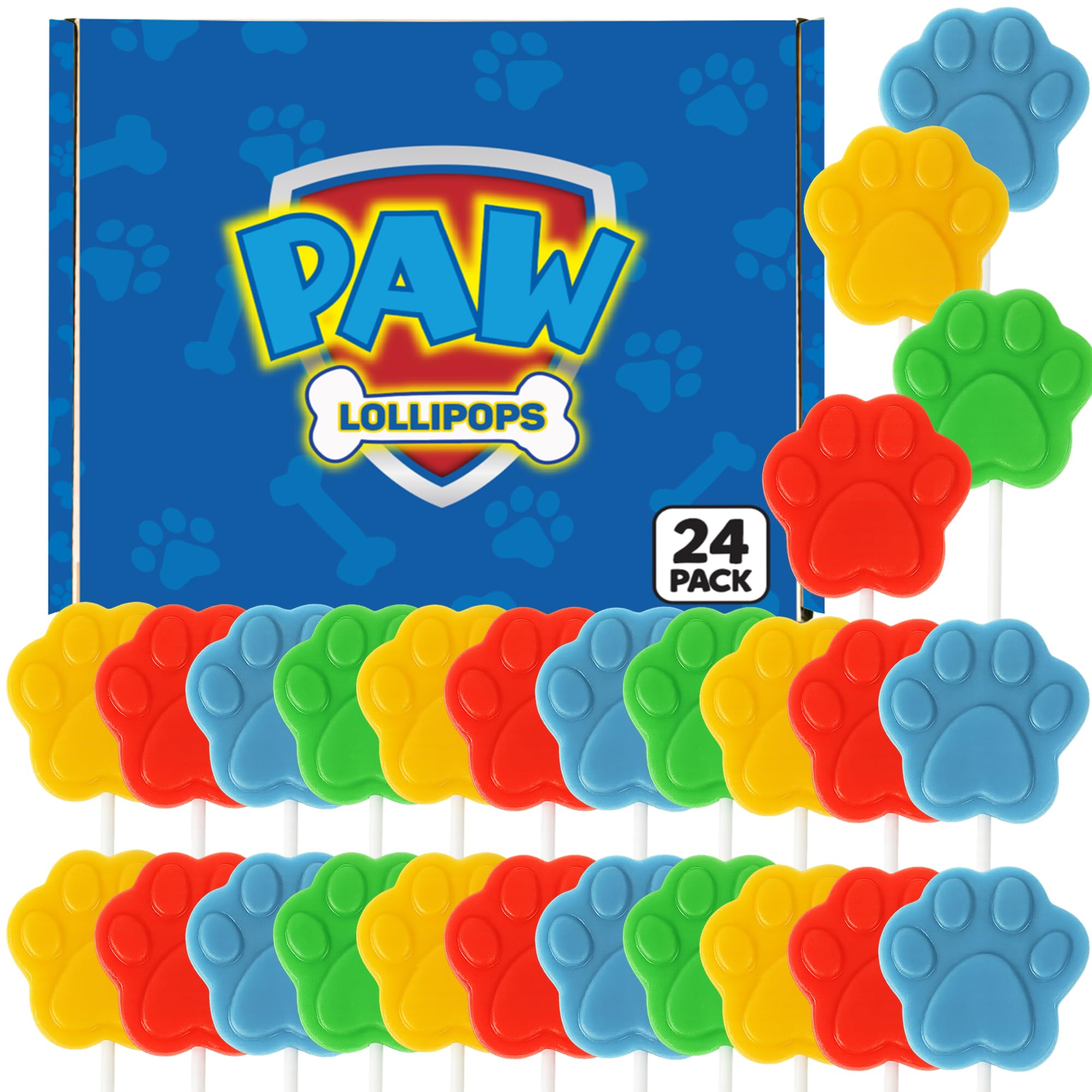 RBBZ Party front packaging showing 24 Paw lollipops for easy party planning