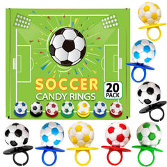 RBBZ Party front packaging showing 20 soccer candy rings and fast party setup