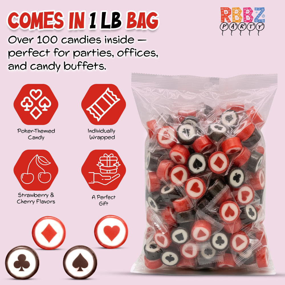 RBBZ Party tabletop display with candies enhancing a poker night atmosphere