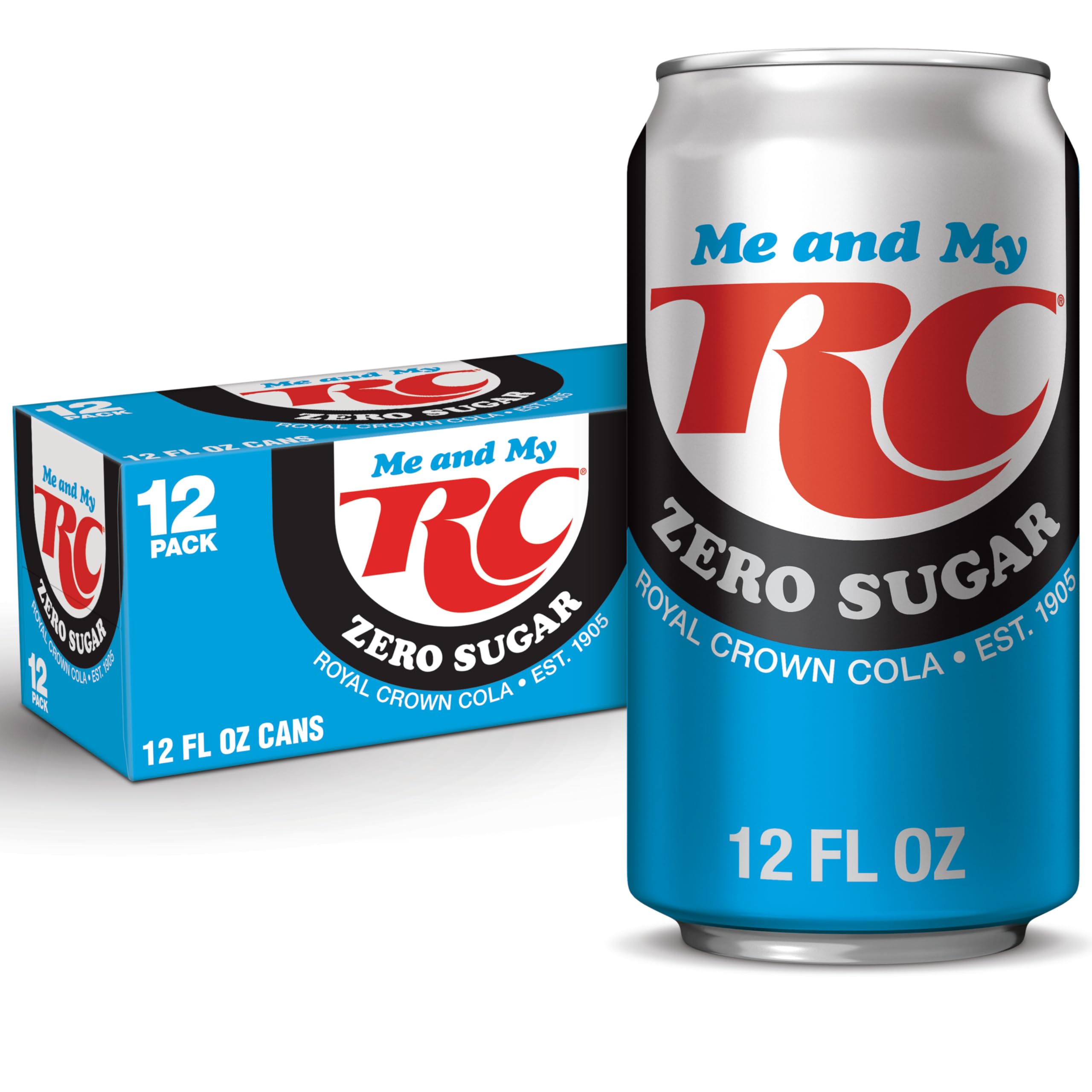 RC Cola Zero Sugar front packaging showing crisp cans and branding benefit refreshment