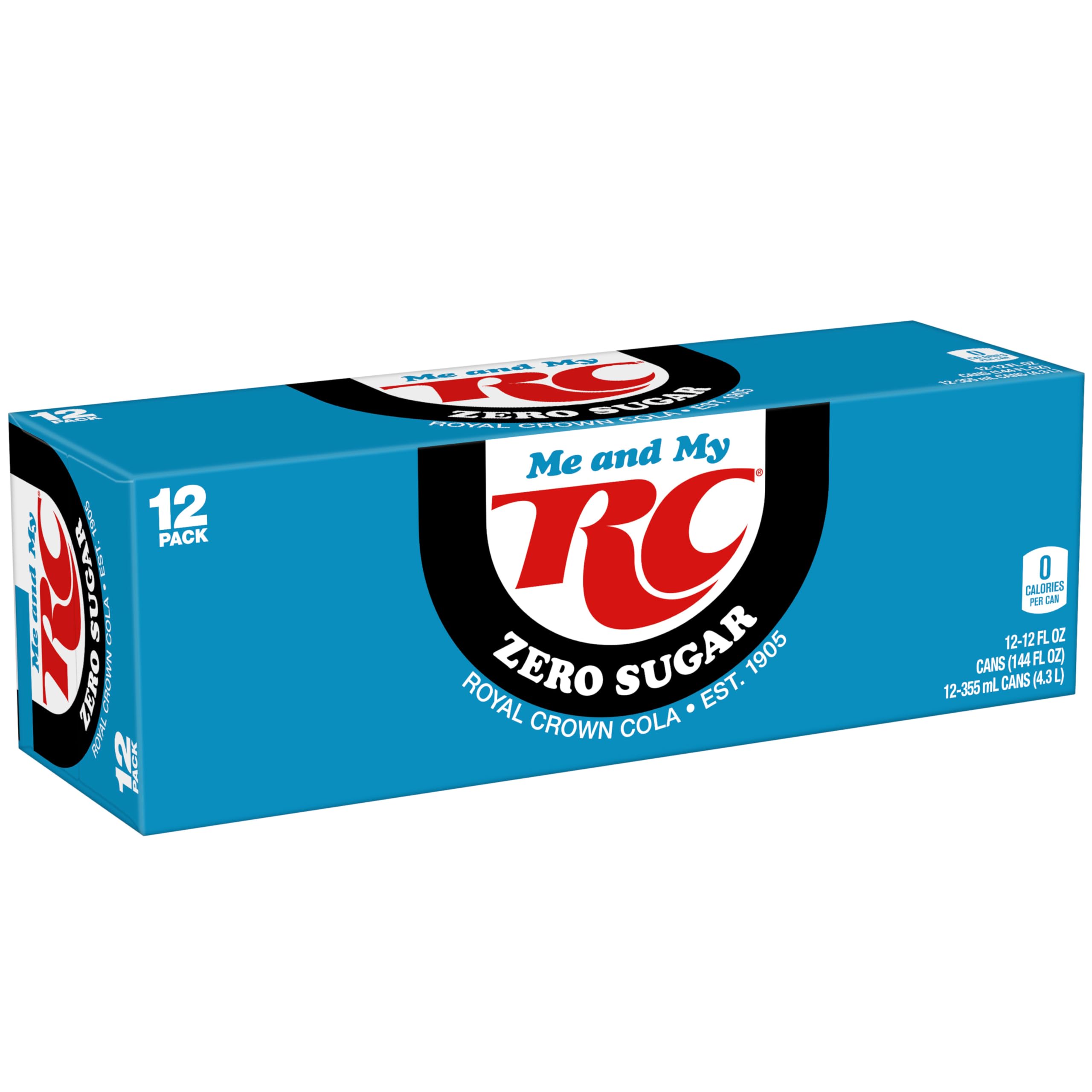 RC Cola Zero Sugar 12-pack stacked in a pantry for easy storage benefit