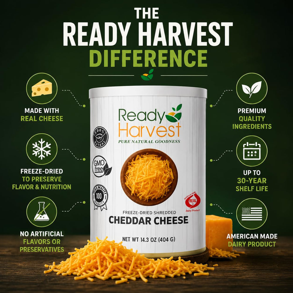 Ready Harvest shredded cheese melted on pasta showing tasty, versatile use