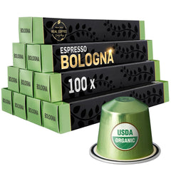 REAL COFFEE GREAT TASTE front packaging showing 100 capsules and product benefits