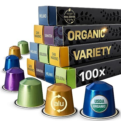REAL COFFEE GREAT TASTE front packaging showing variety pack and organic badge