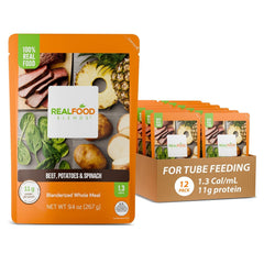 REAL FOOD BLENDS front packaging showing meal name and benefit of real ingredients