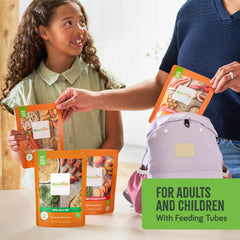 REAL FOOD BLENDS spoon showing smooth puree texture and reliable tube compatibility benefit