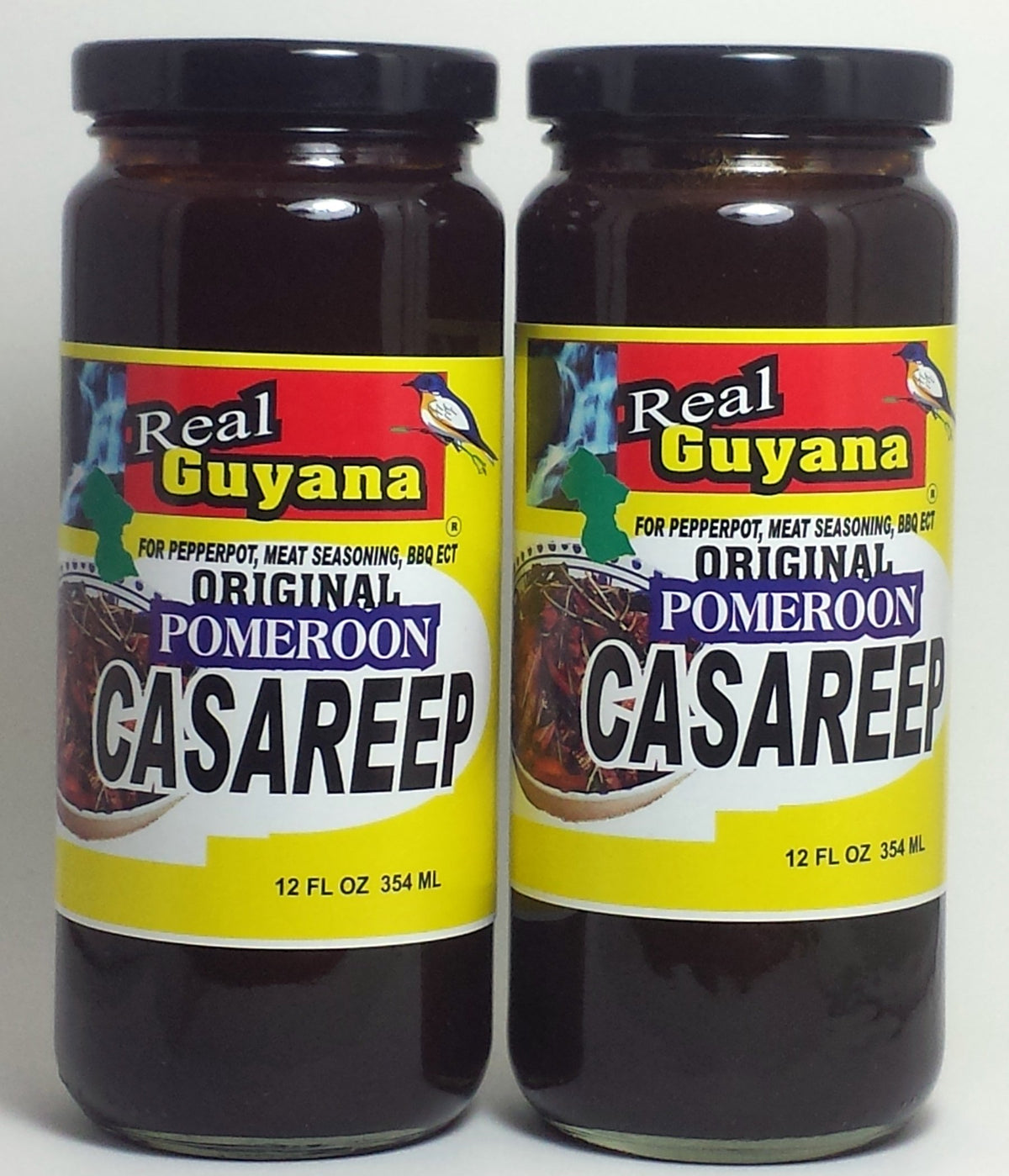 Real Guyana bottle front label showing casareep syrup for authentic pepperpot