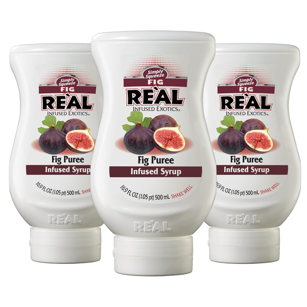 Reàl Infused Exotics front packaging showing three squeezable bottles, ideal for bars