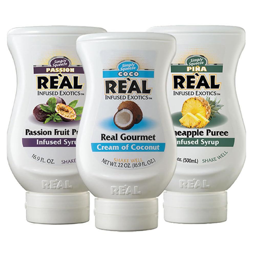 Reàl Infused Exotics front packaging trio showing three bottles for easy selection and flavor variety