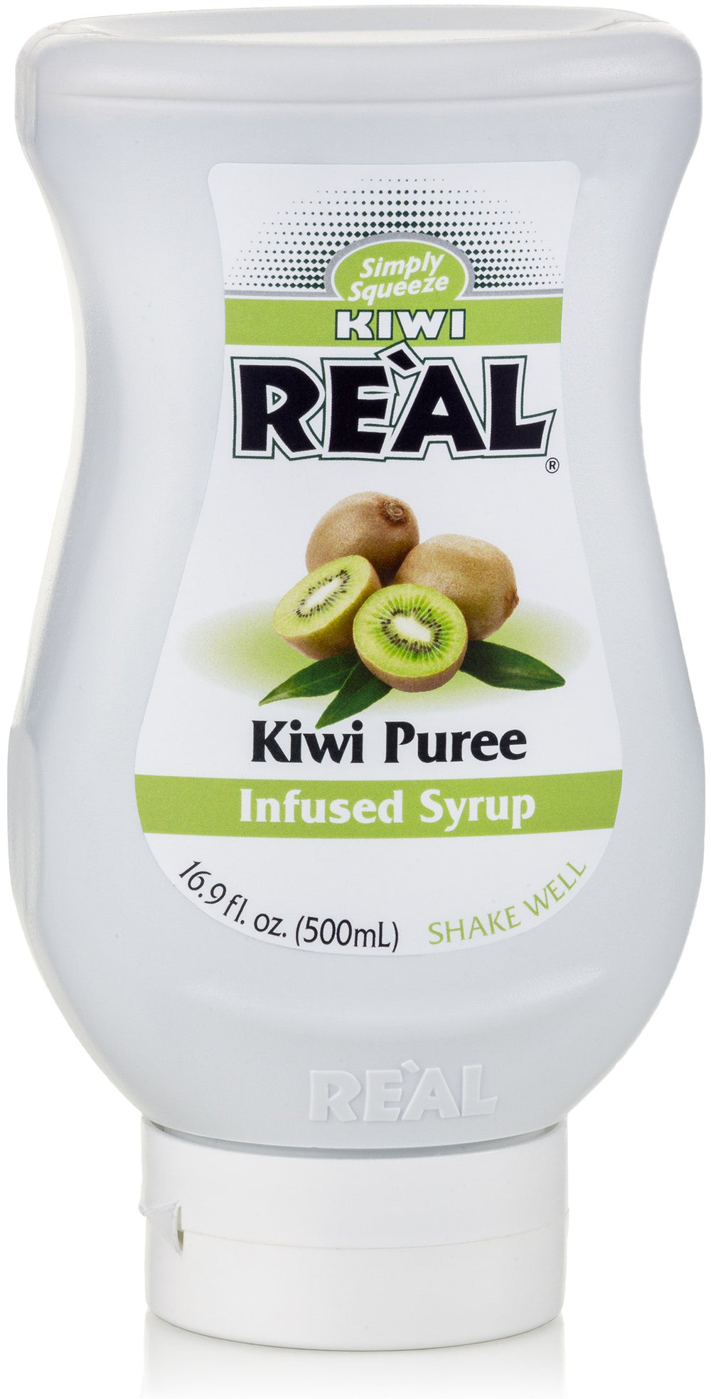 Reàl Infused Exotics close-up of volcano spout and thick kiwi puree highlighting drip-free control