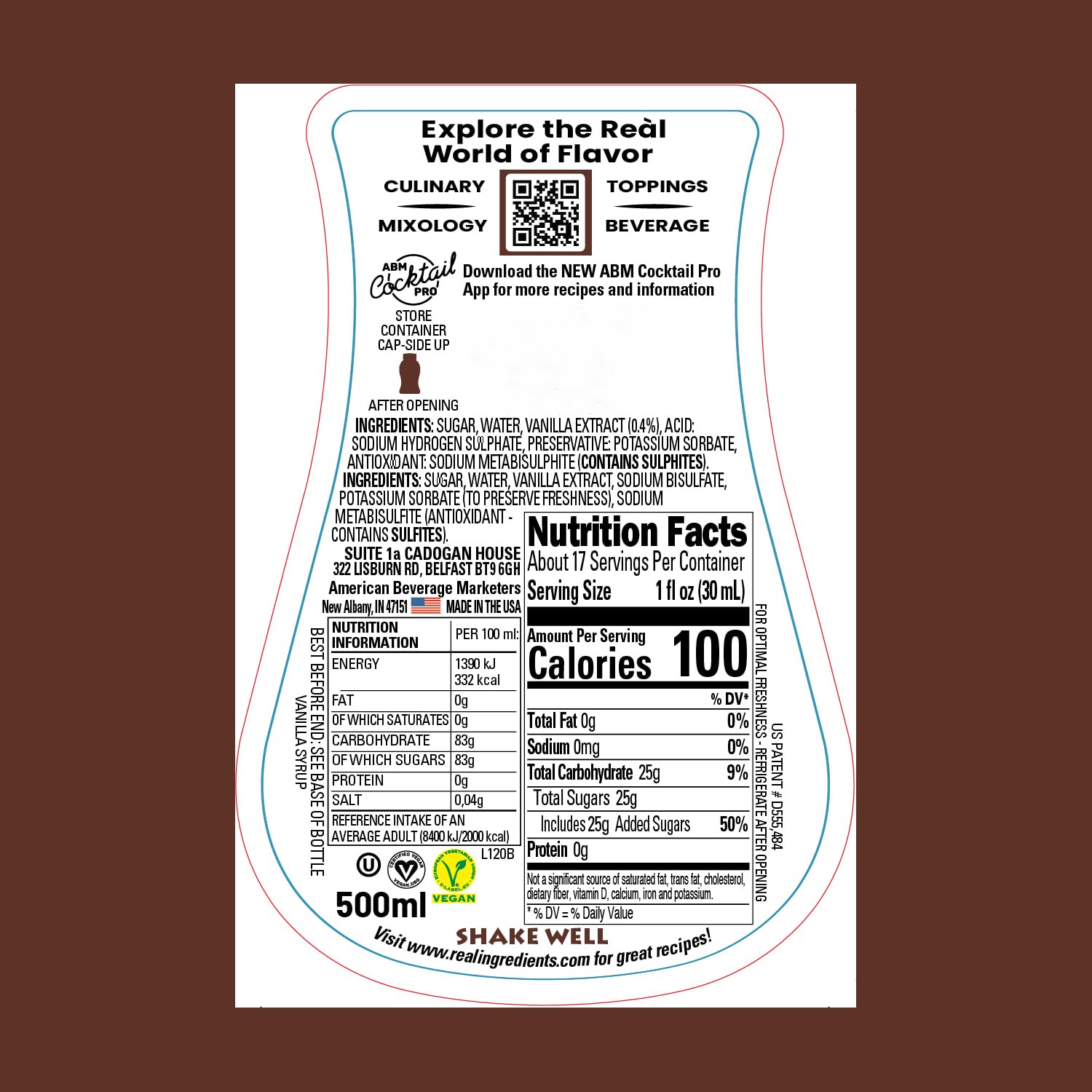 Reàl Infused Exotics label close-up highlighting ingredients and usage information