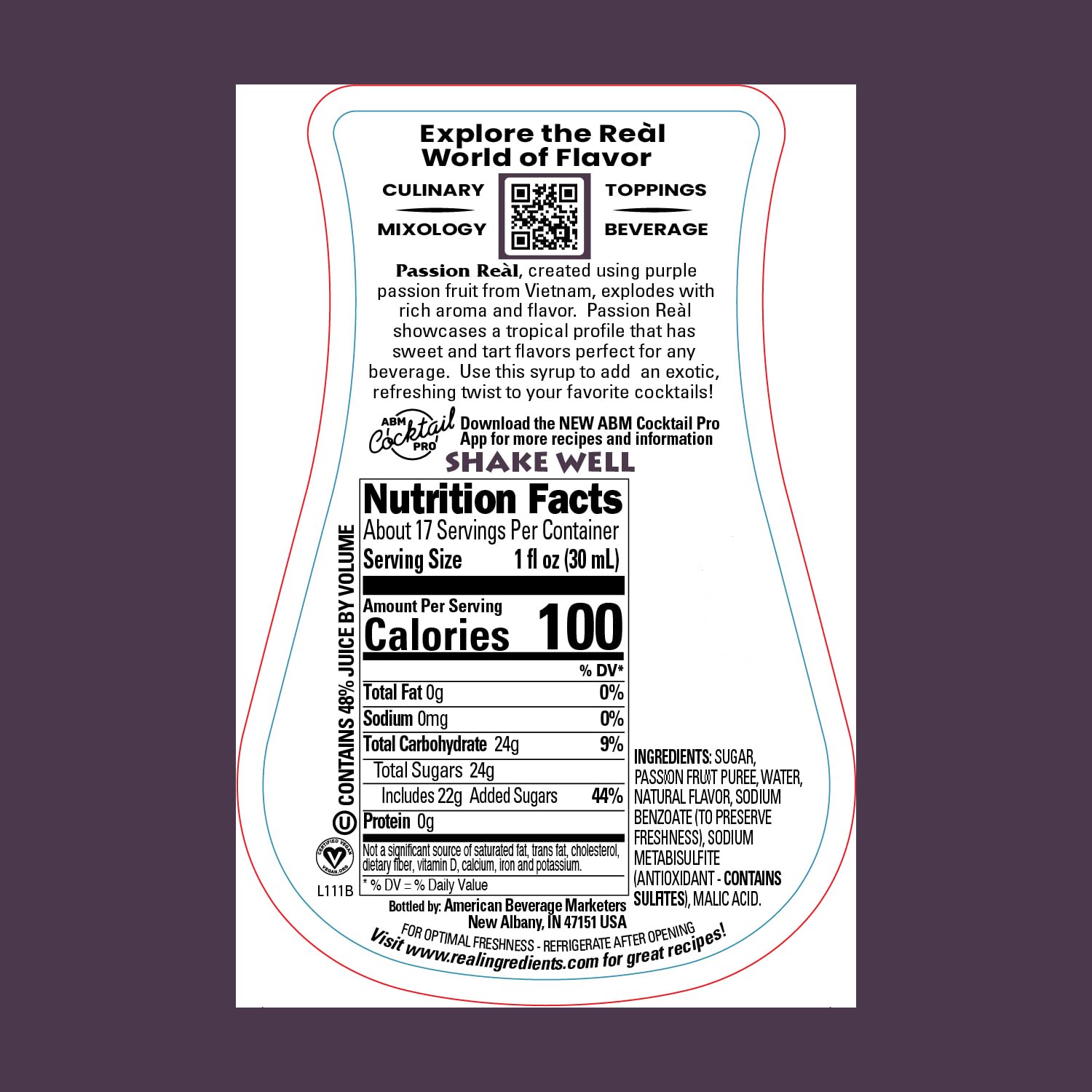 Reàl Infused Exotics back label close-up showing ingredients and storage guidance for quality assurance