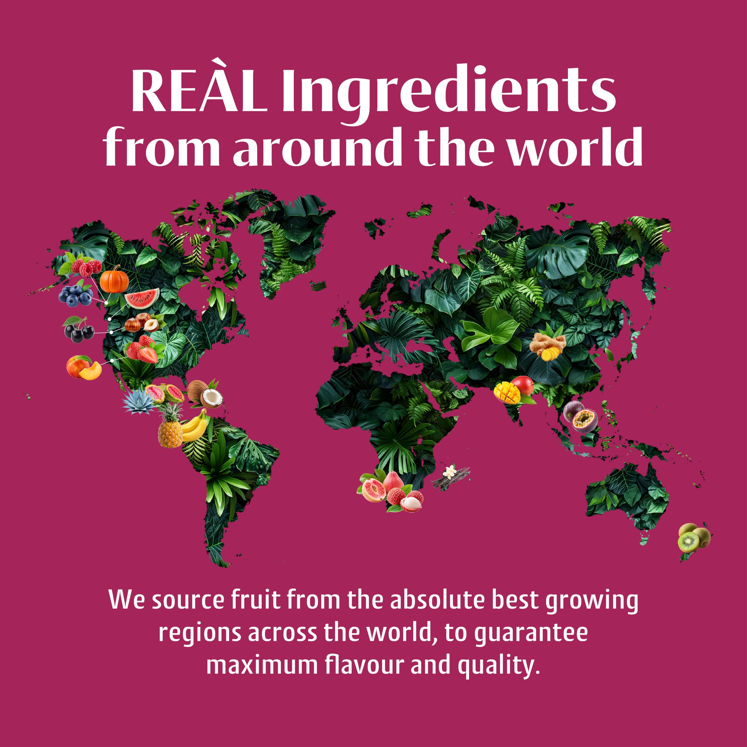 Reàl Infused Exotics syrup drizzled over dessert providing vivid fruit glaze
