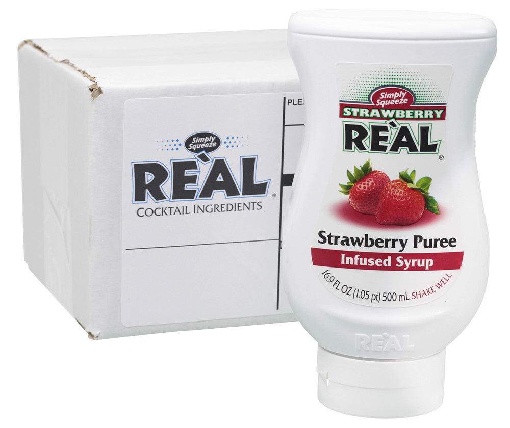 Reàl Infused Exotics bottle front showing label and squeezable design for quick pouring