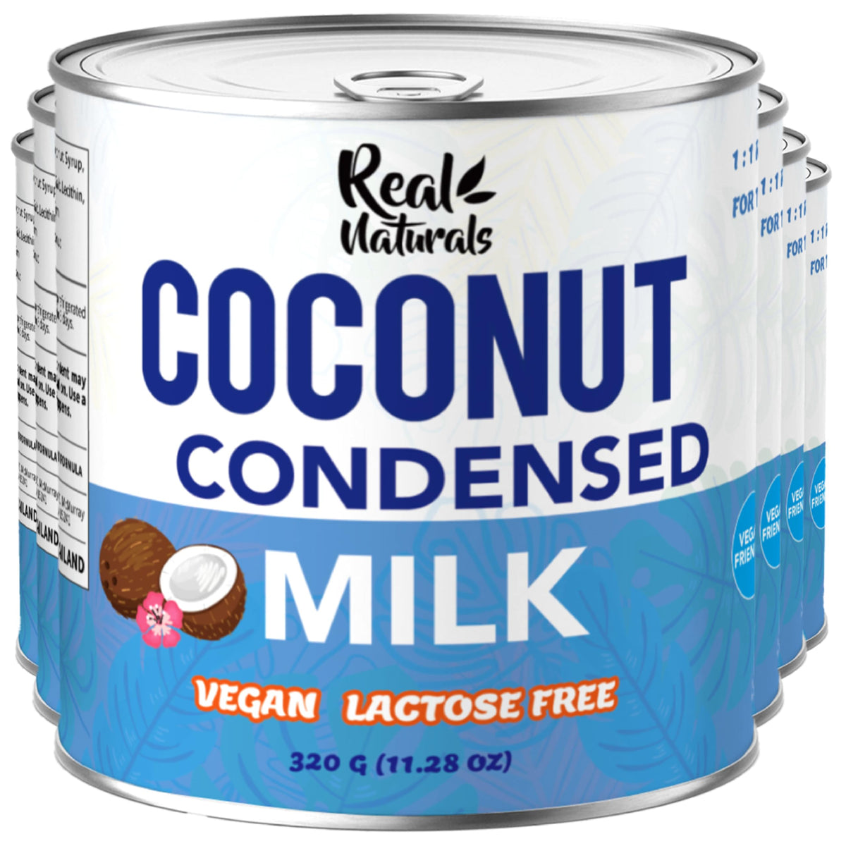 Real Naturals front can display showing vegan condensed coconut milk and label benefits