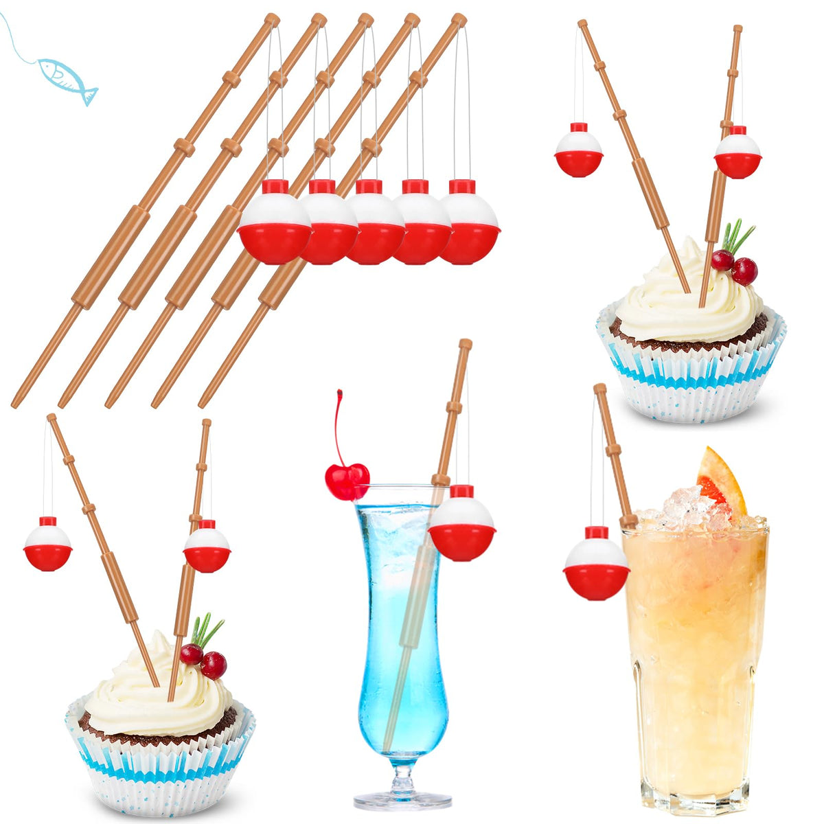 Reallnaive front packaging showing 24 fishing toppers and party-ready design