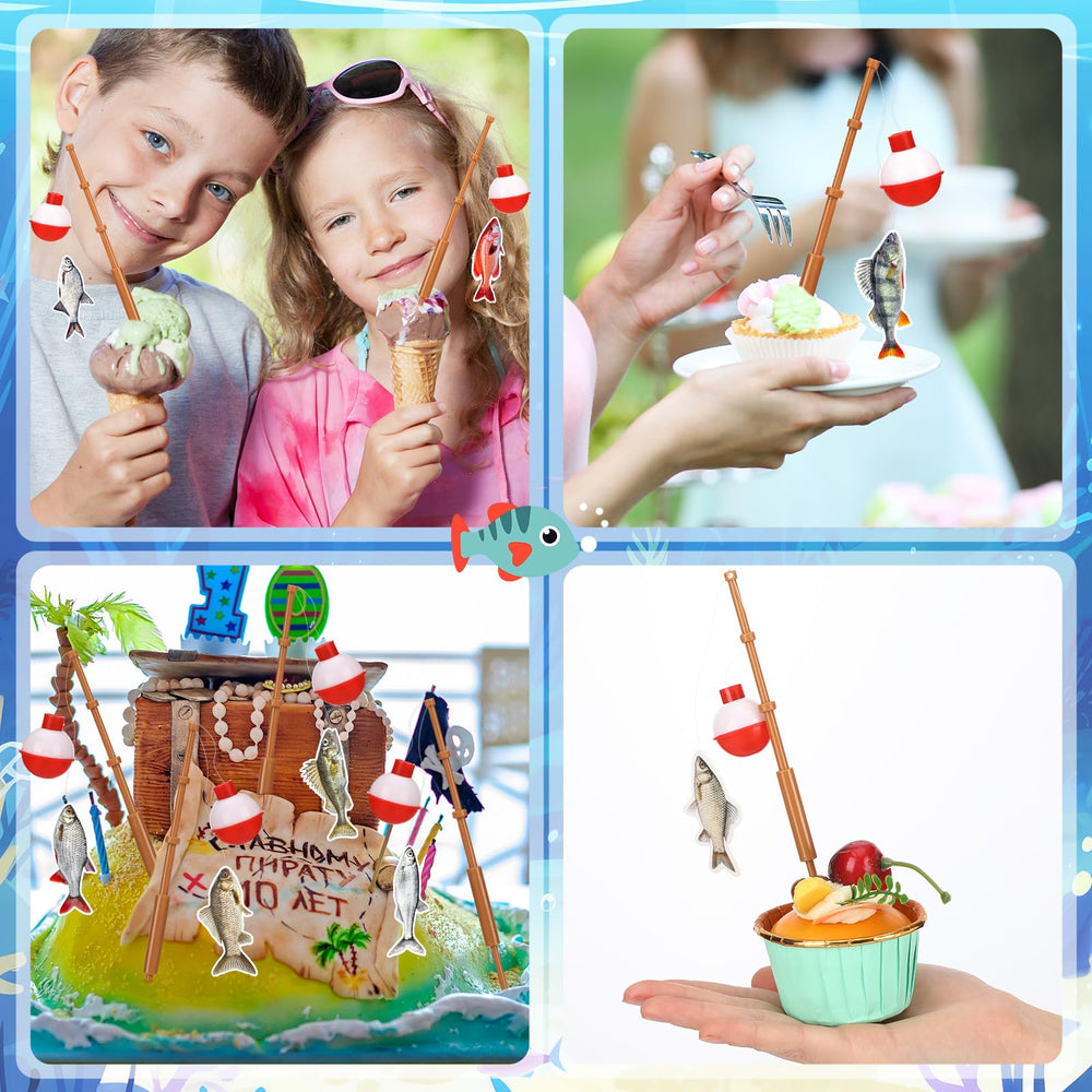 Reallnaive party table lifestyle display decorating cupcakes for a fishing party