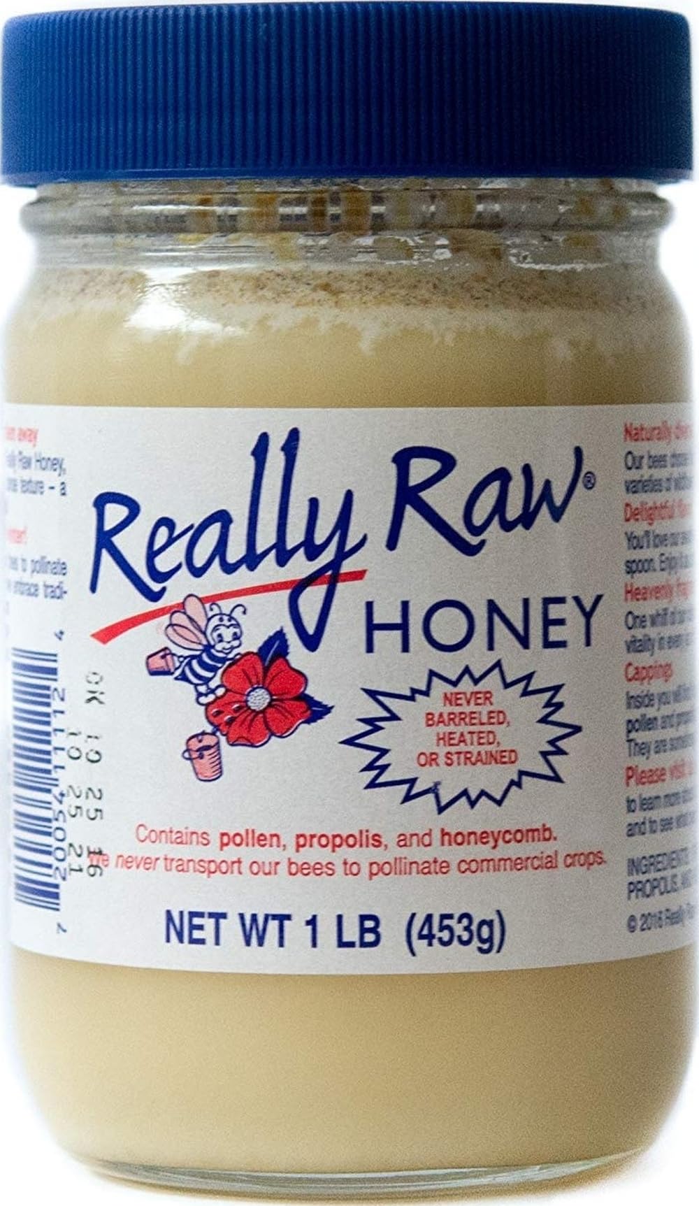 Really Raw jar front label showing natural unfiltered honey benefit