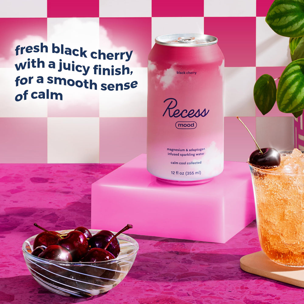 Recess Black Cherry close-up of sparkling bubbles showing refreshing texture