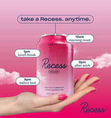 Recess Black Cherry ingredient label showing magnesium L-threonate and botanicals