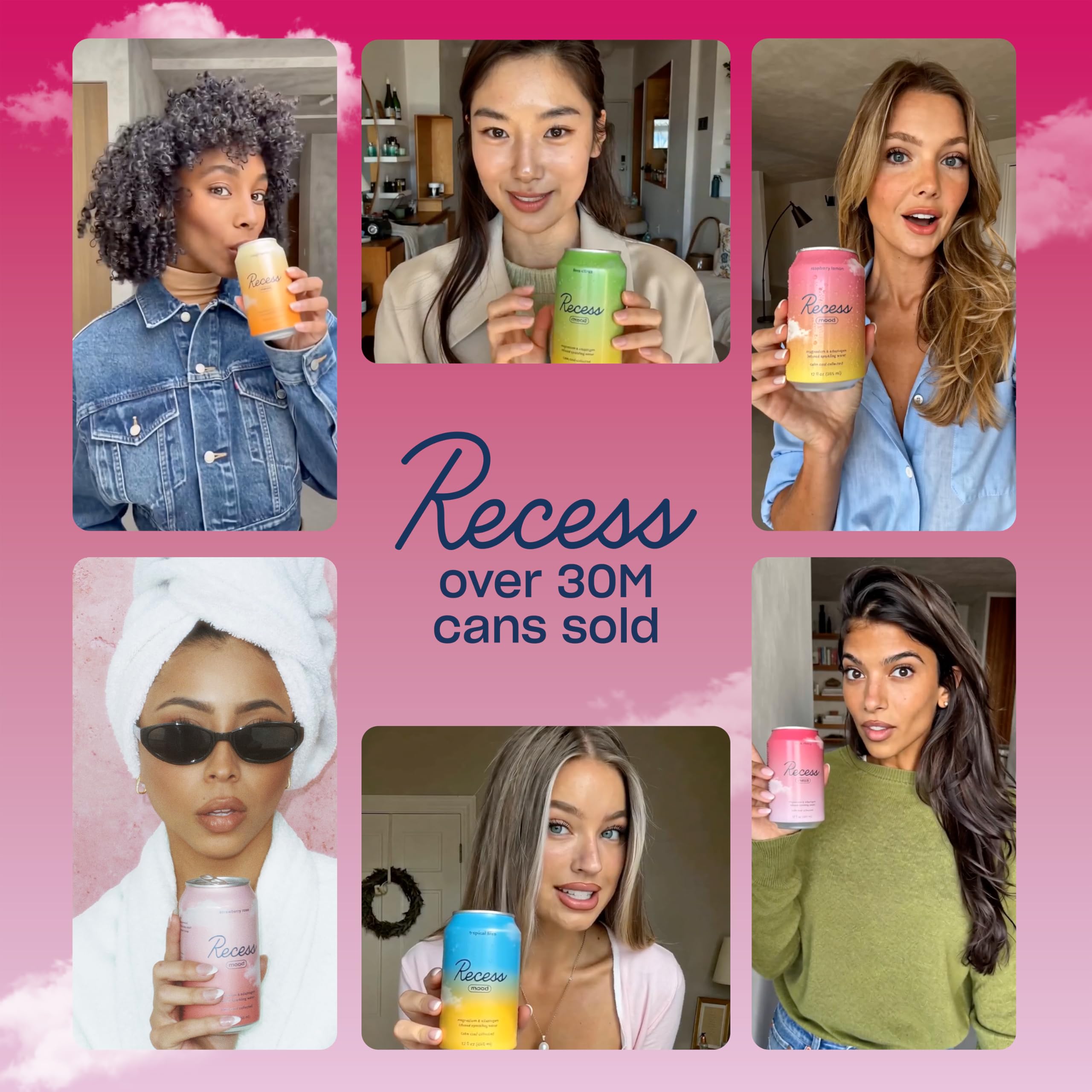 Recess Black Cherry can next to hand to show scale and portable, low-calorie option