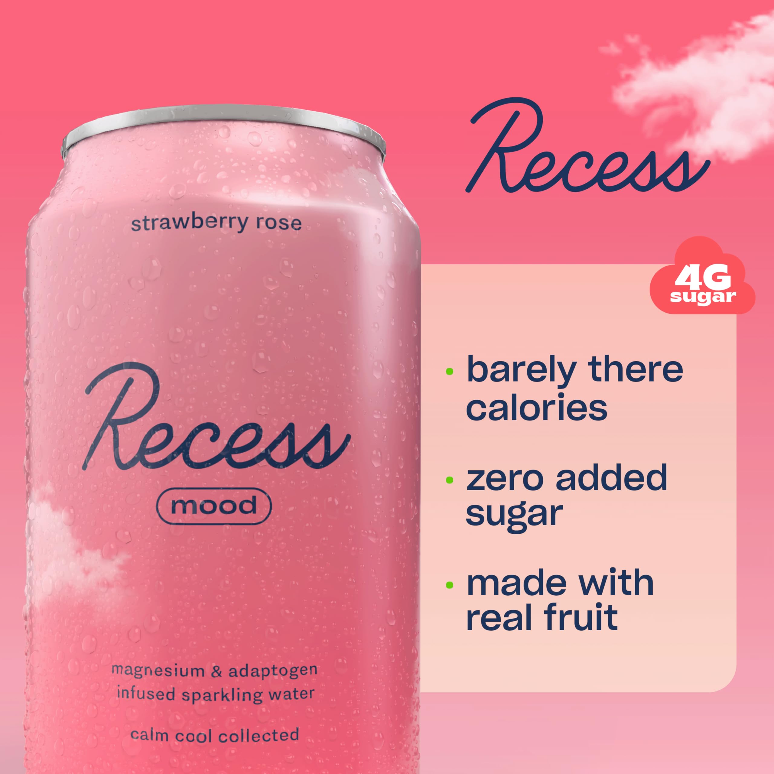 Recess can close-up label highlighting ingredients and clean design